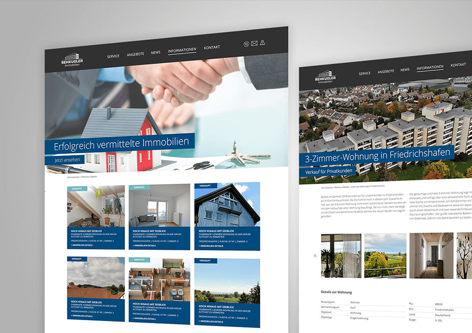Studio-Arbeit Rehkugler Immobilien - Webseite gebaut von Helga-Internetagentur Ravensburg