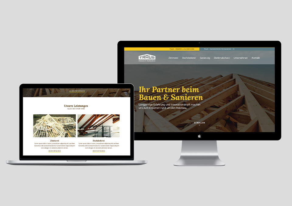 Studio-Arbeit Zimmerei Traub - Webseite gebaut von Helga-Internetagentur Ravensburg