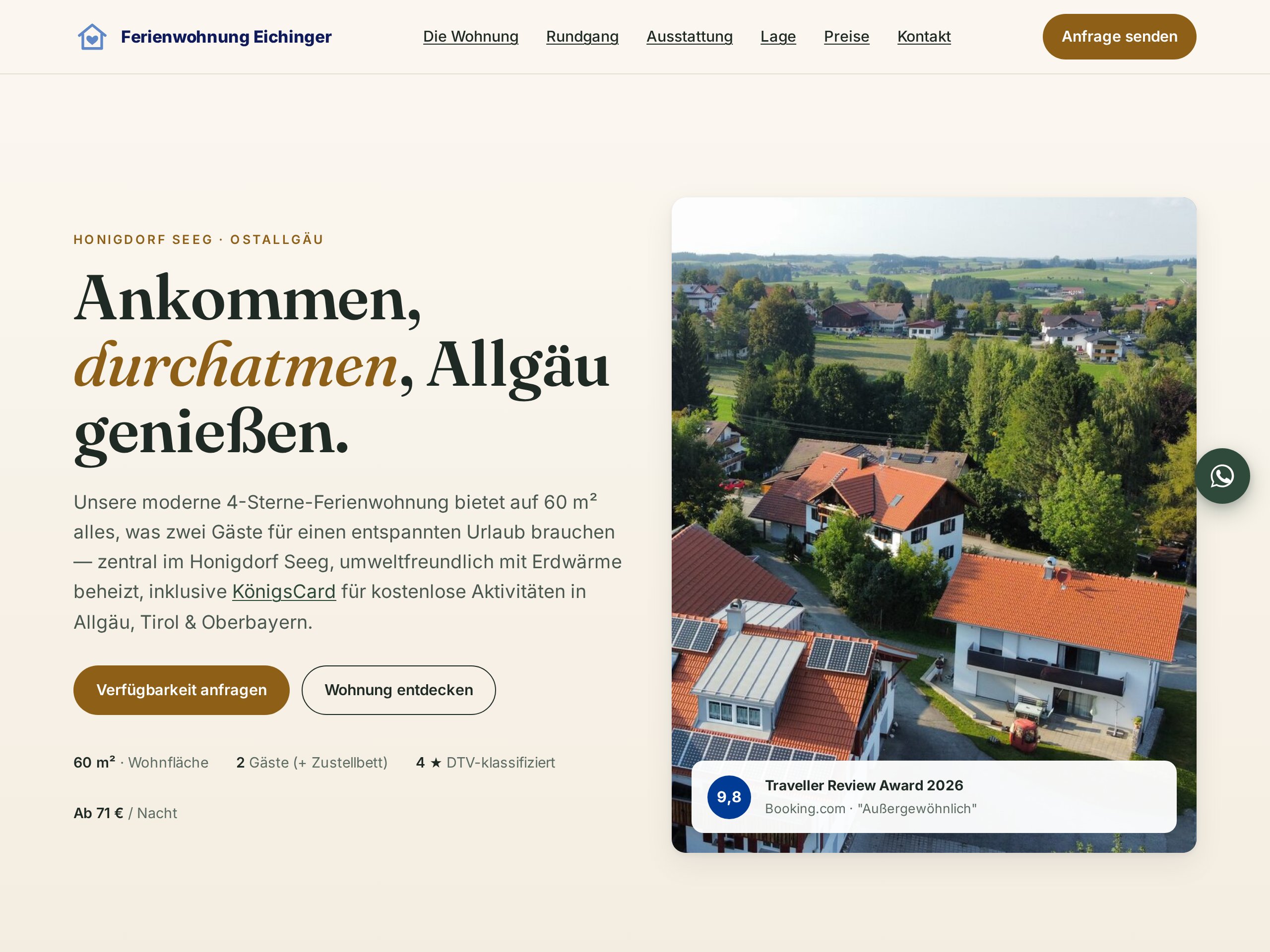 Live-Webseite Ferienwohnung Eichinger - gebaut von vonhelga, Ravensburg