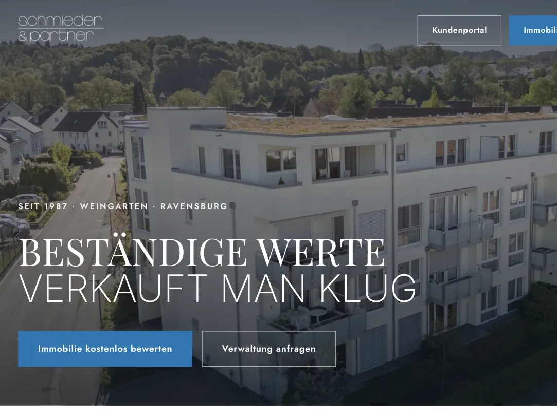 Live-Webseite Schmieder und Partner Hausverwaltung Weingarten ansehen - gebaut von vonhelga